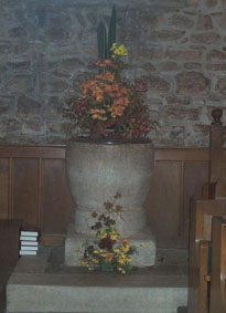 Saxon/Norman Purbeck Stone font, Church of St. Nicholas, Studland